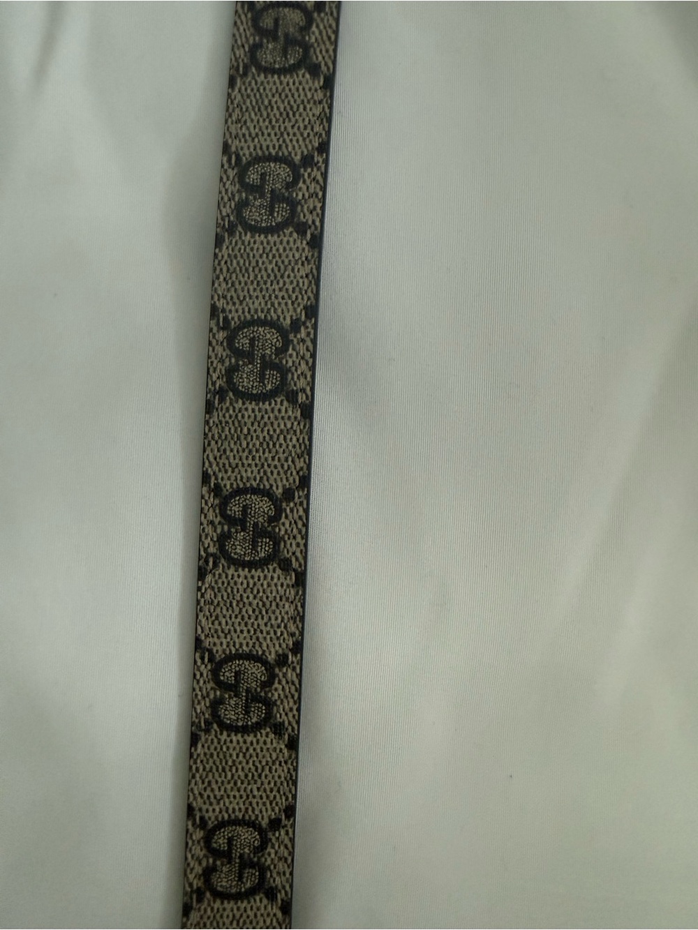 Gucci Beige Monogram Belt with Dark Brown Trim & Gold Double G Buckle - Picture 3 of 7